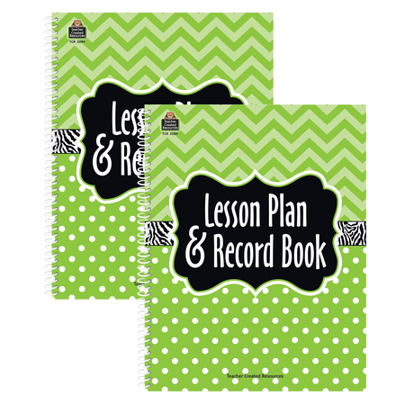 TEACHER CREATED RESOURCES Lime Chevrons and Dots Lesson Plan & Record Book, PK2 2384